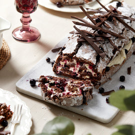 Chocolate & Blackcurrant Roulade Royale